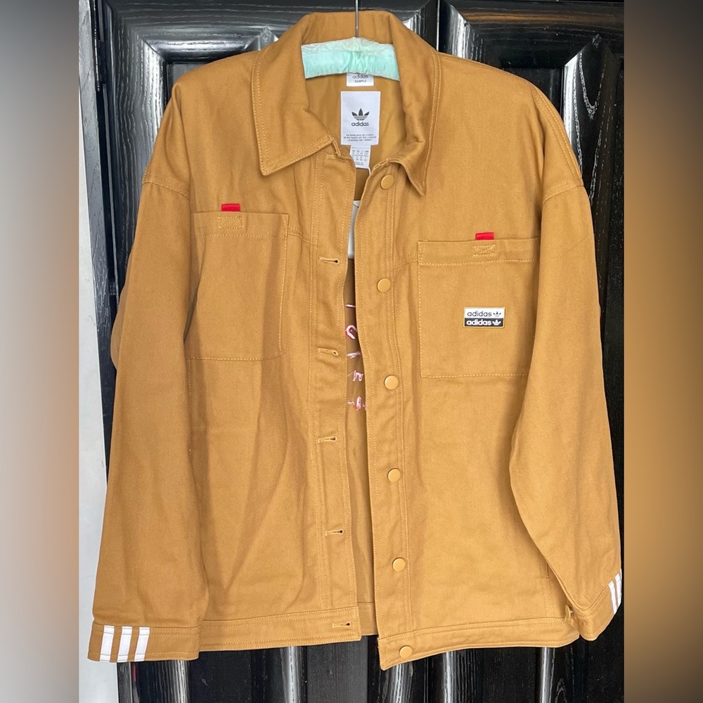 🆕 ADIDAS Originals Denim Hyper world Jacket Women's Sz S Brown / tan